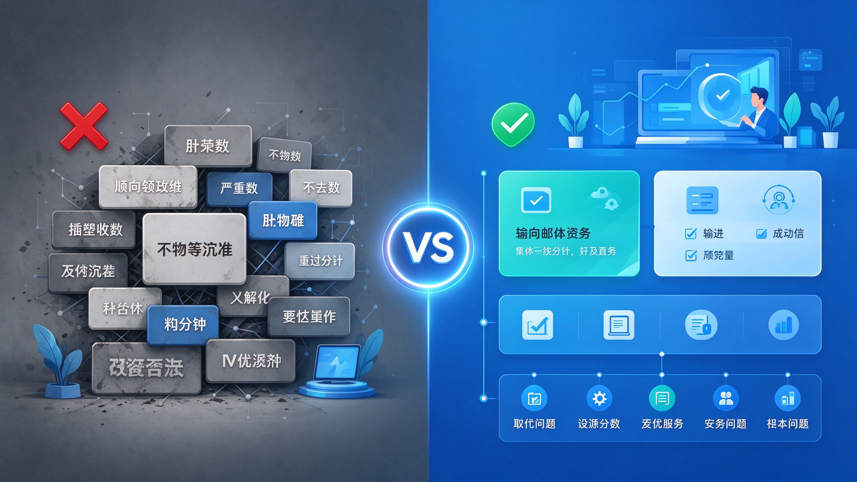 抓错与抓对对比：左侧杂乱堆砌关键词，右侧结构化实体内容被正确引用