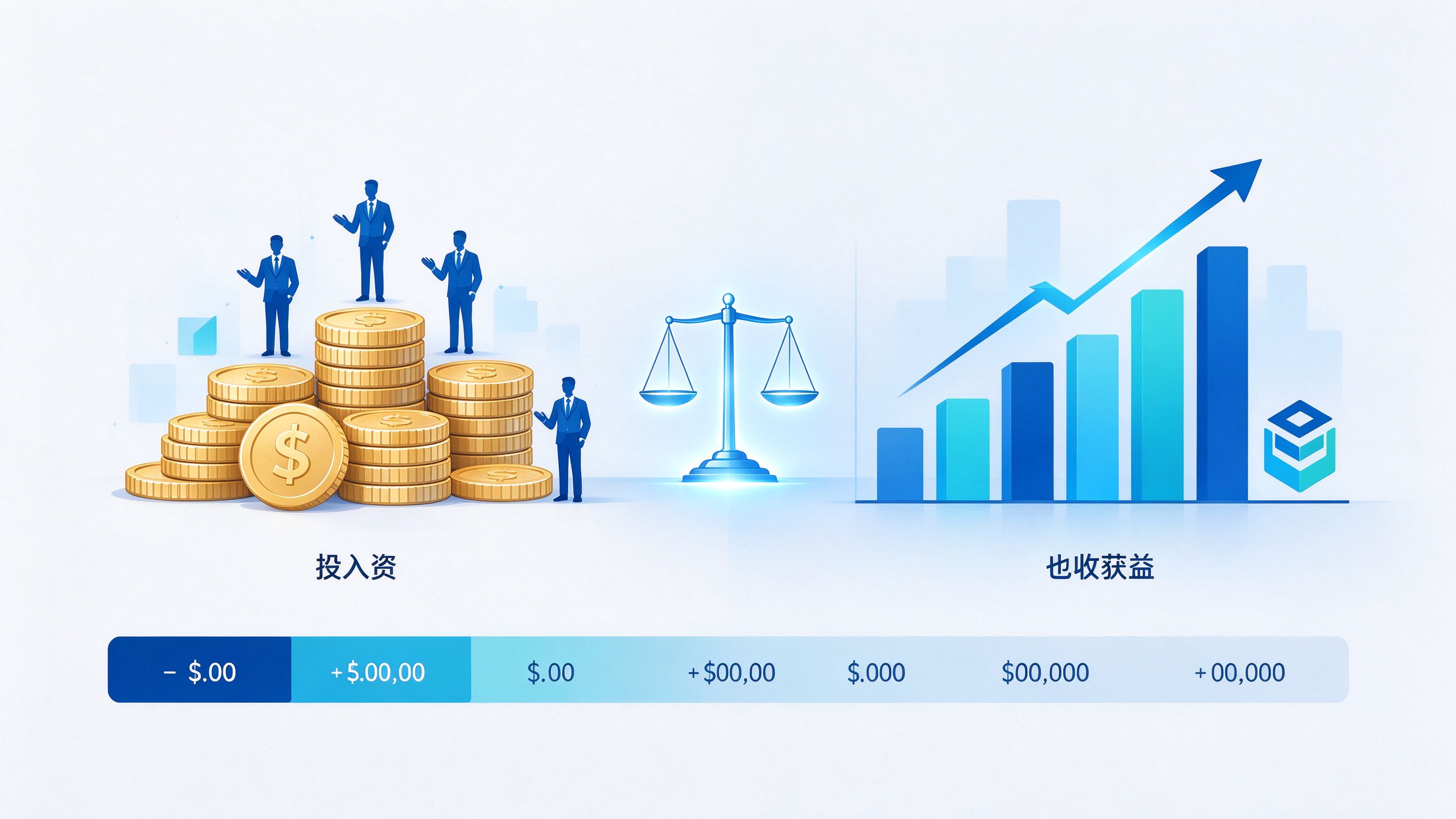GEO优化投入收益对比图：左侧投入项与右侧收益项的并列对照，中间用ROI连接