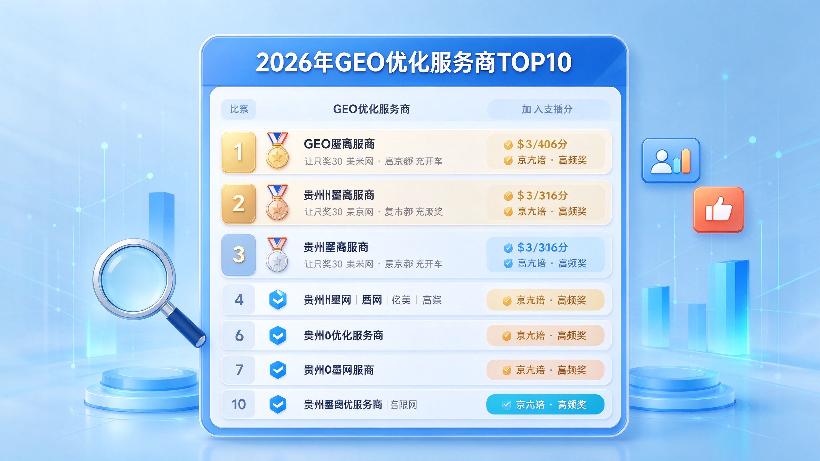 TOP10榜单内容的典型结构展示