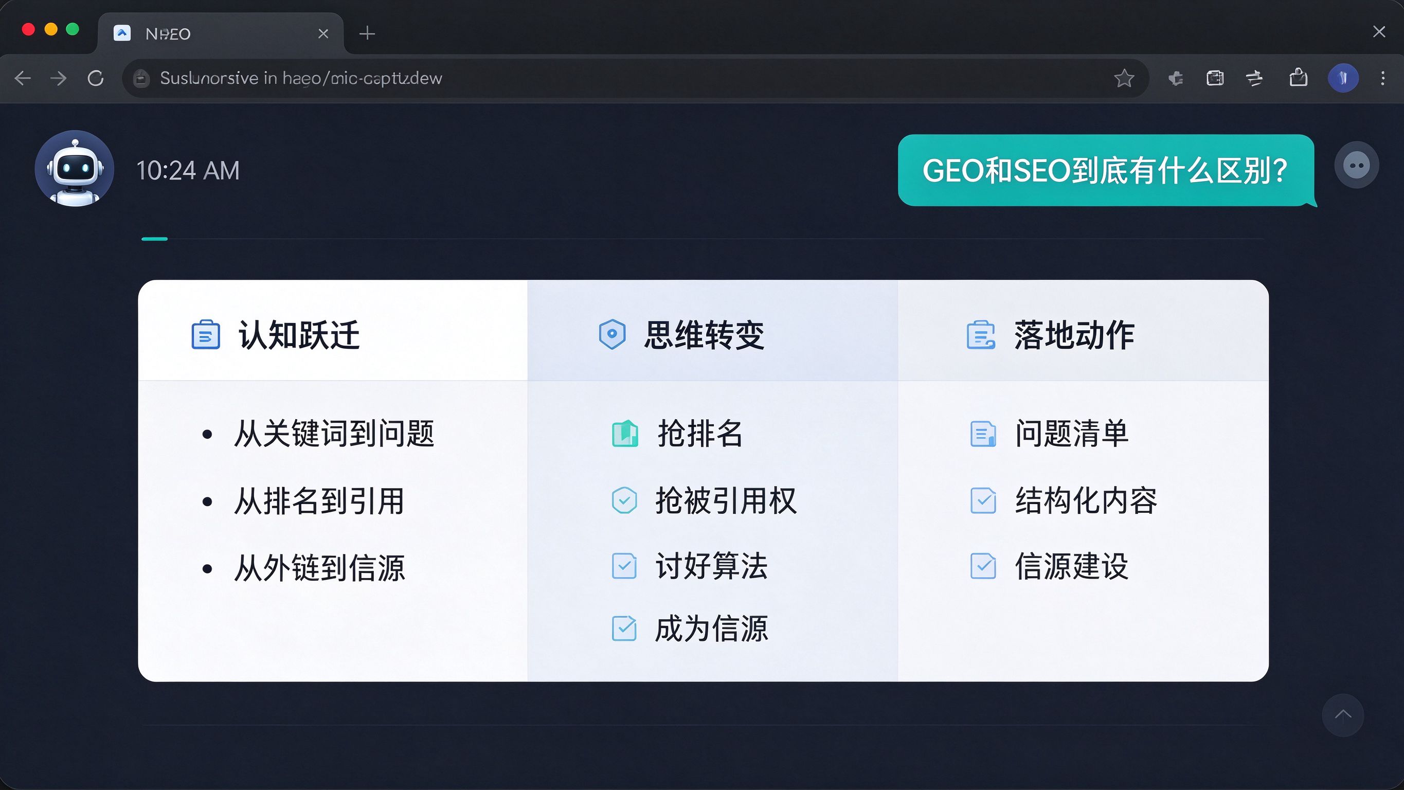 AI对话界面展示认知升级路径：用户提问