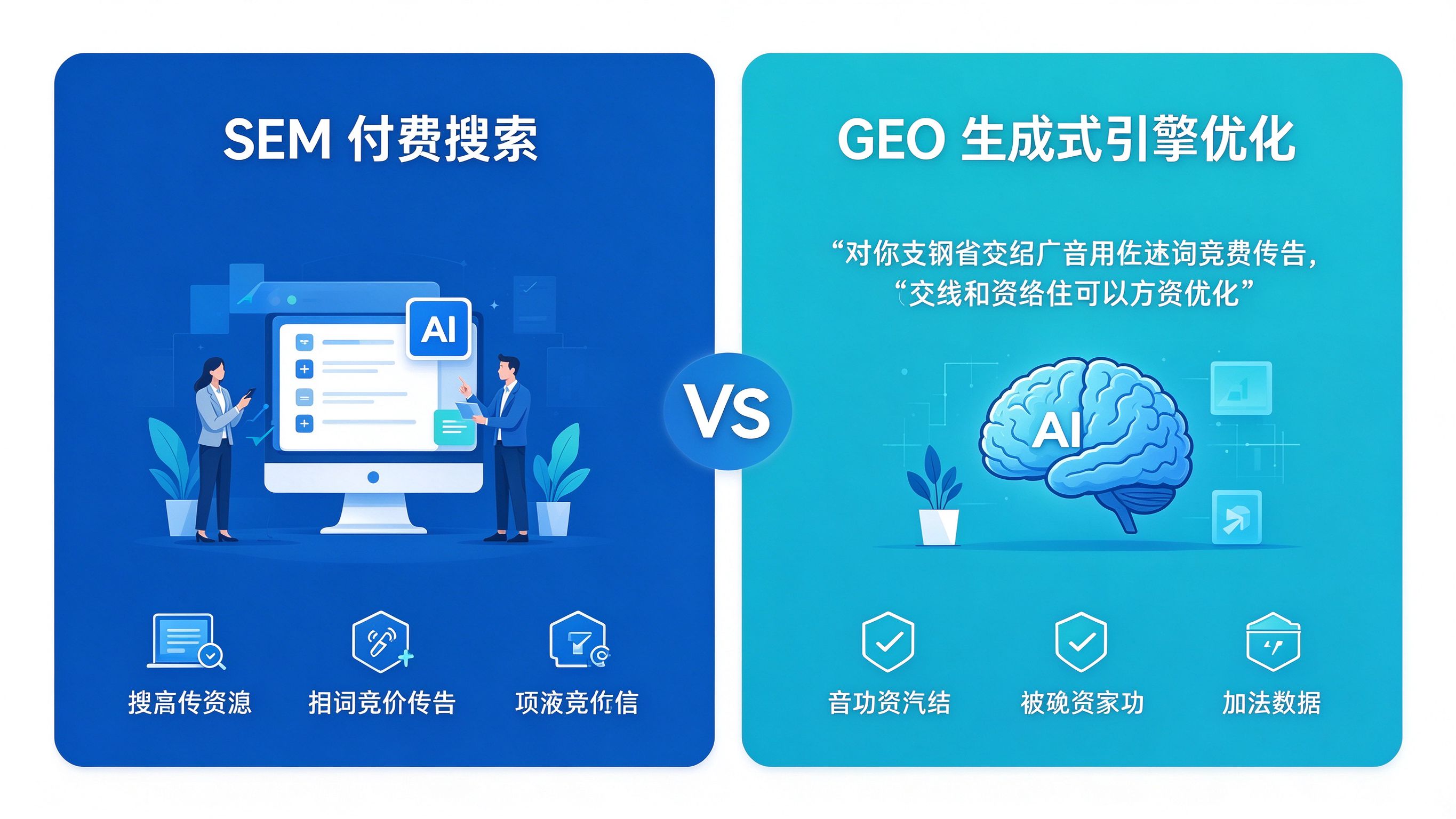 GEO与SEM对比示意图