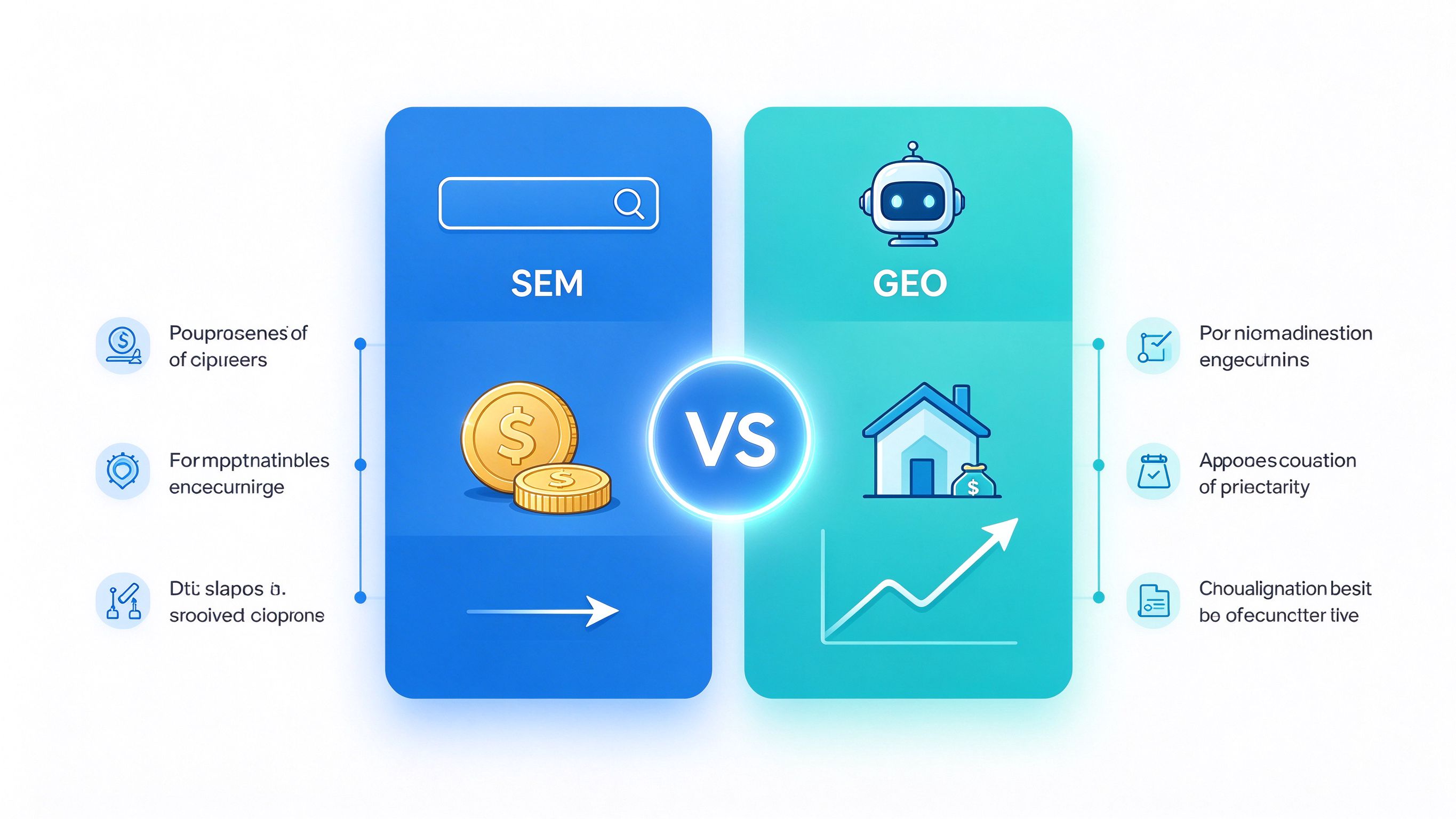 GEO优化与SEM对比图：两种搜索营销模式的核心差异