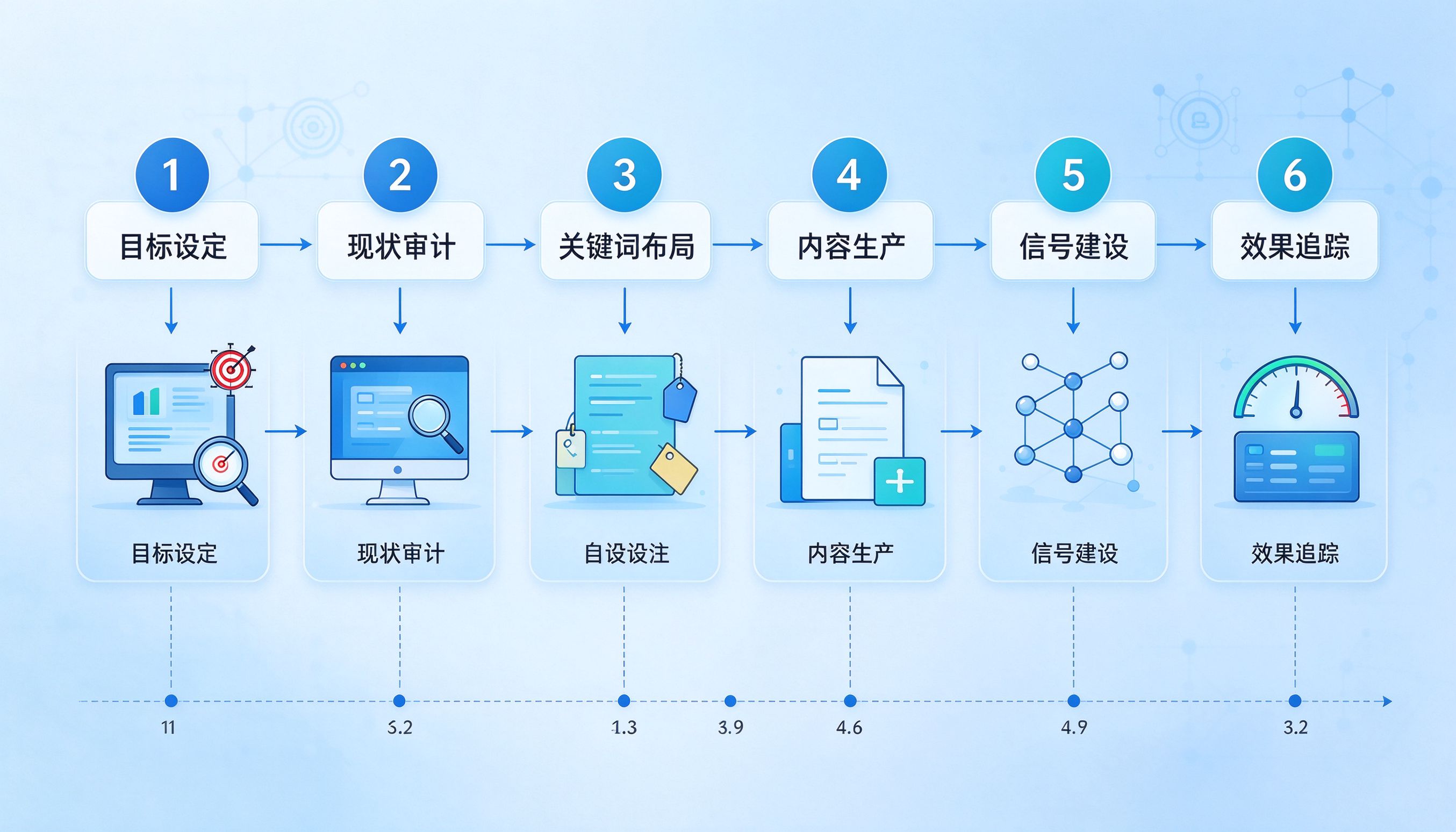 GEO优化六步操作流程图