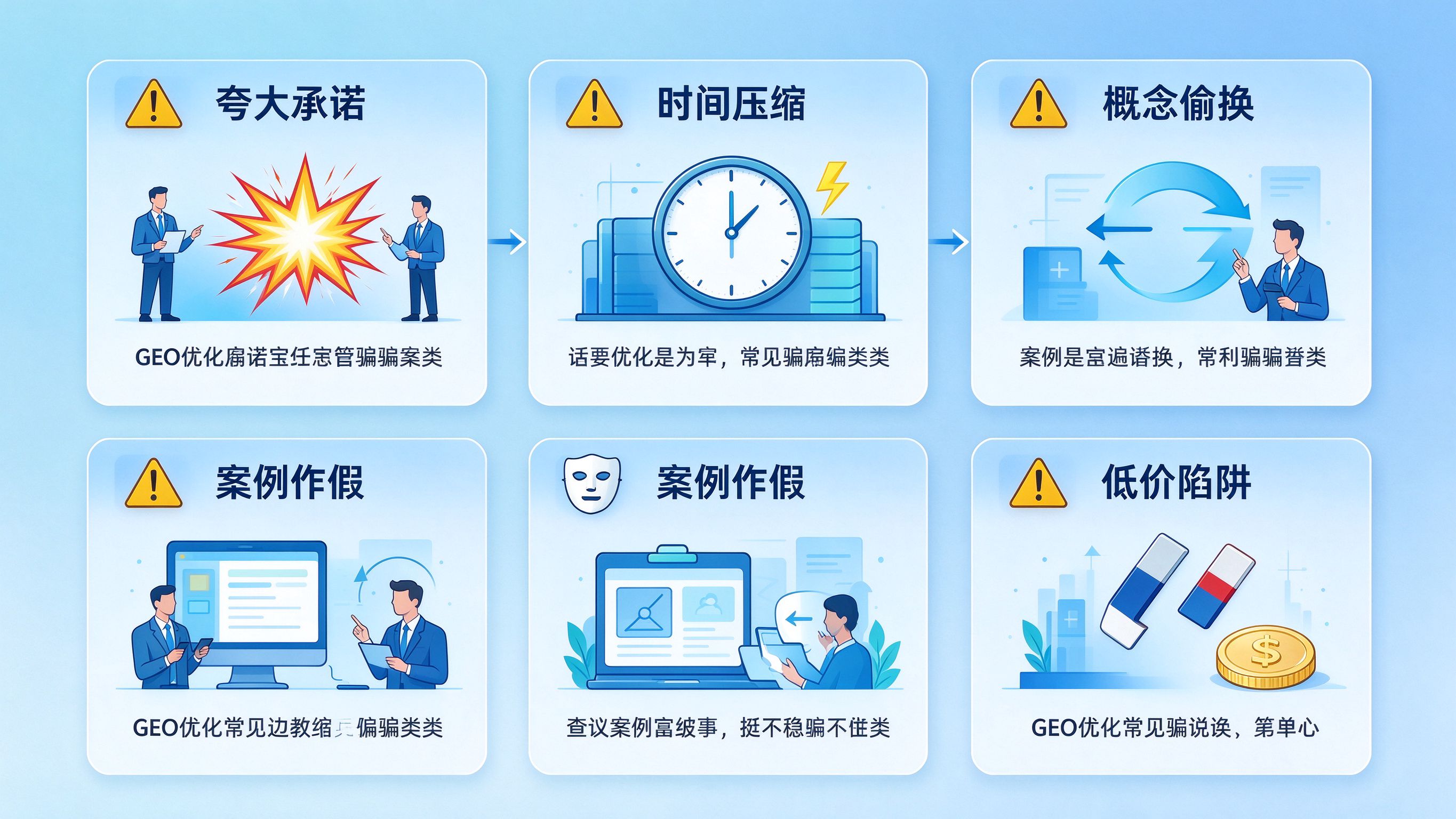 GEO优化常见骗术类型拆解图