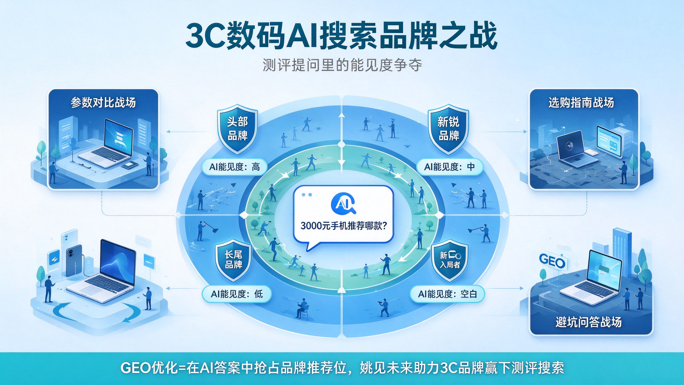 3C数码AI搜索品牌之战：参数对比、选购指南、避坑问答三大战场