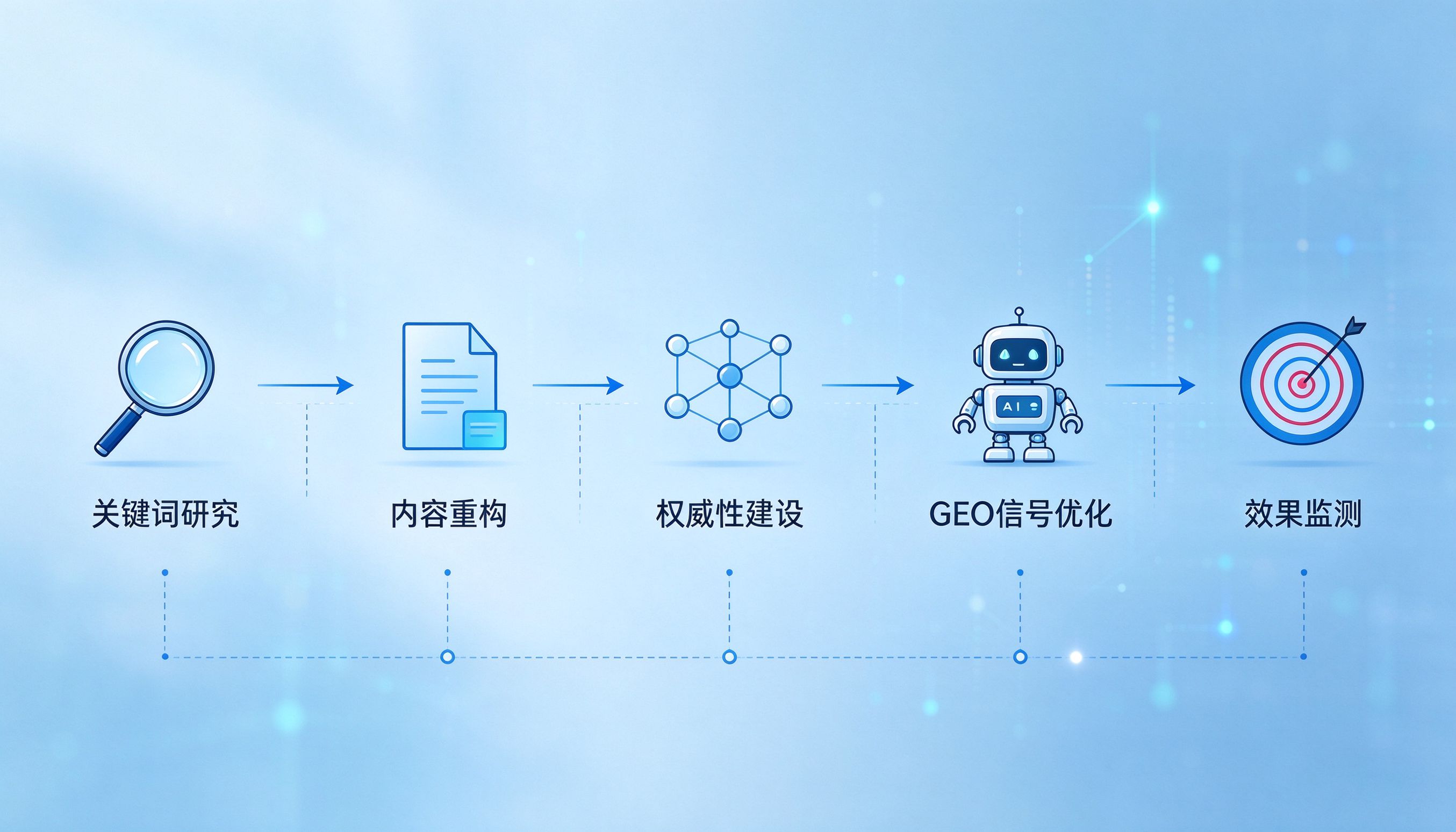 GEO+SEO组合打法五步流程图