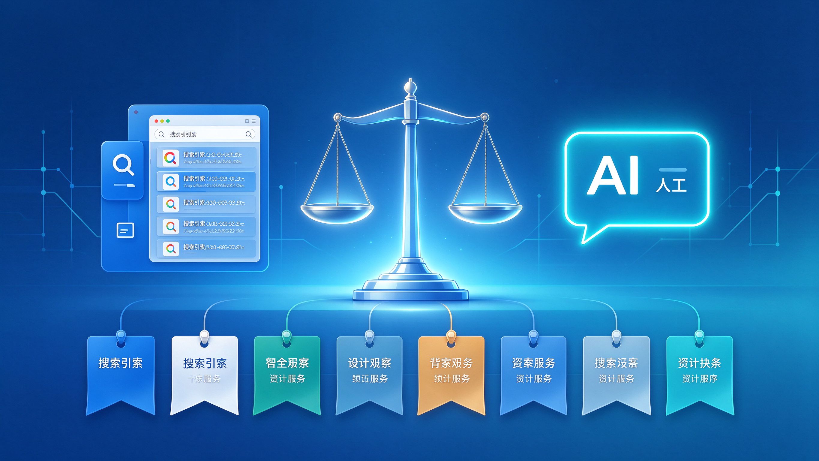 GEO优化与SEO多维度对比天平示意图