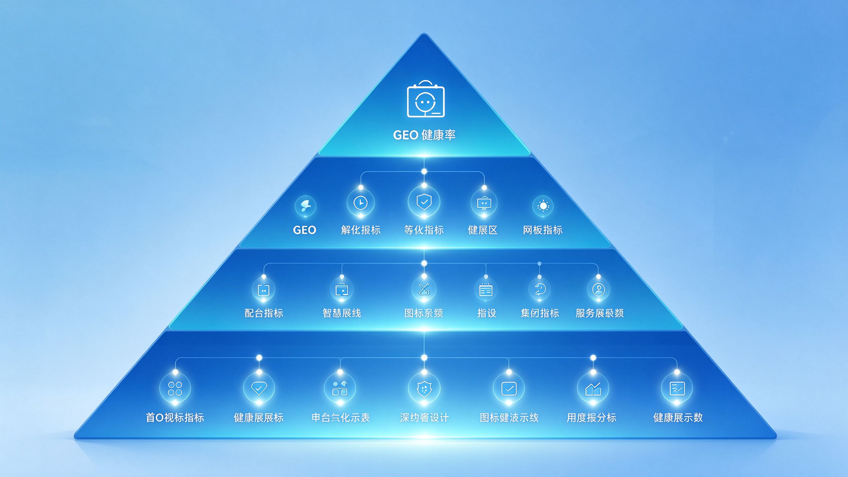 GEO优化指标体系的四层结构示意图