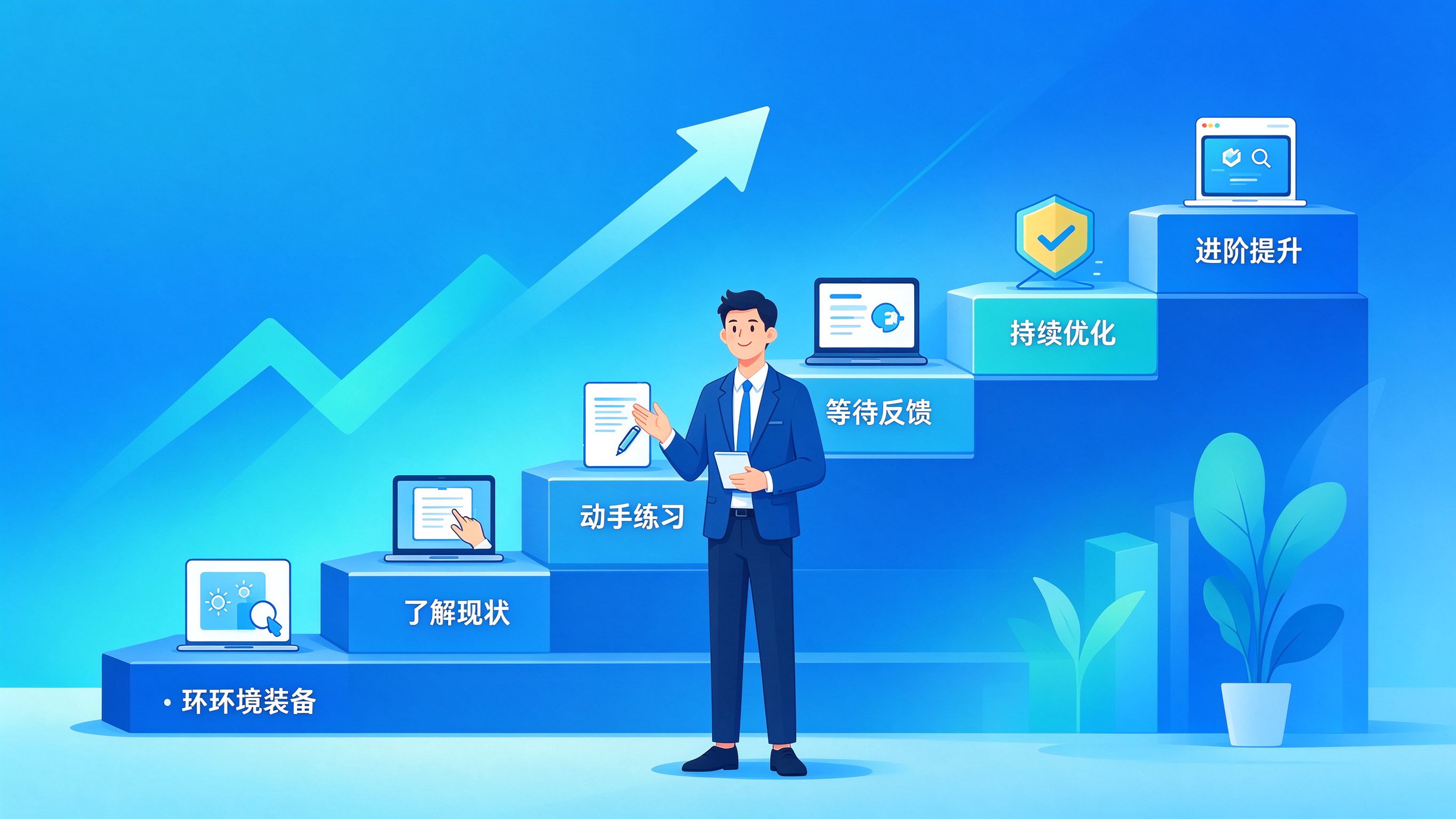 GEO新手六步上手台阶引导图