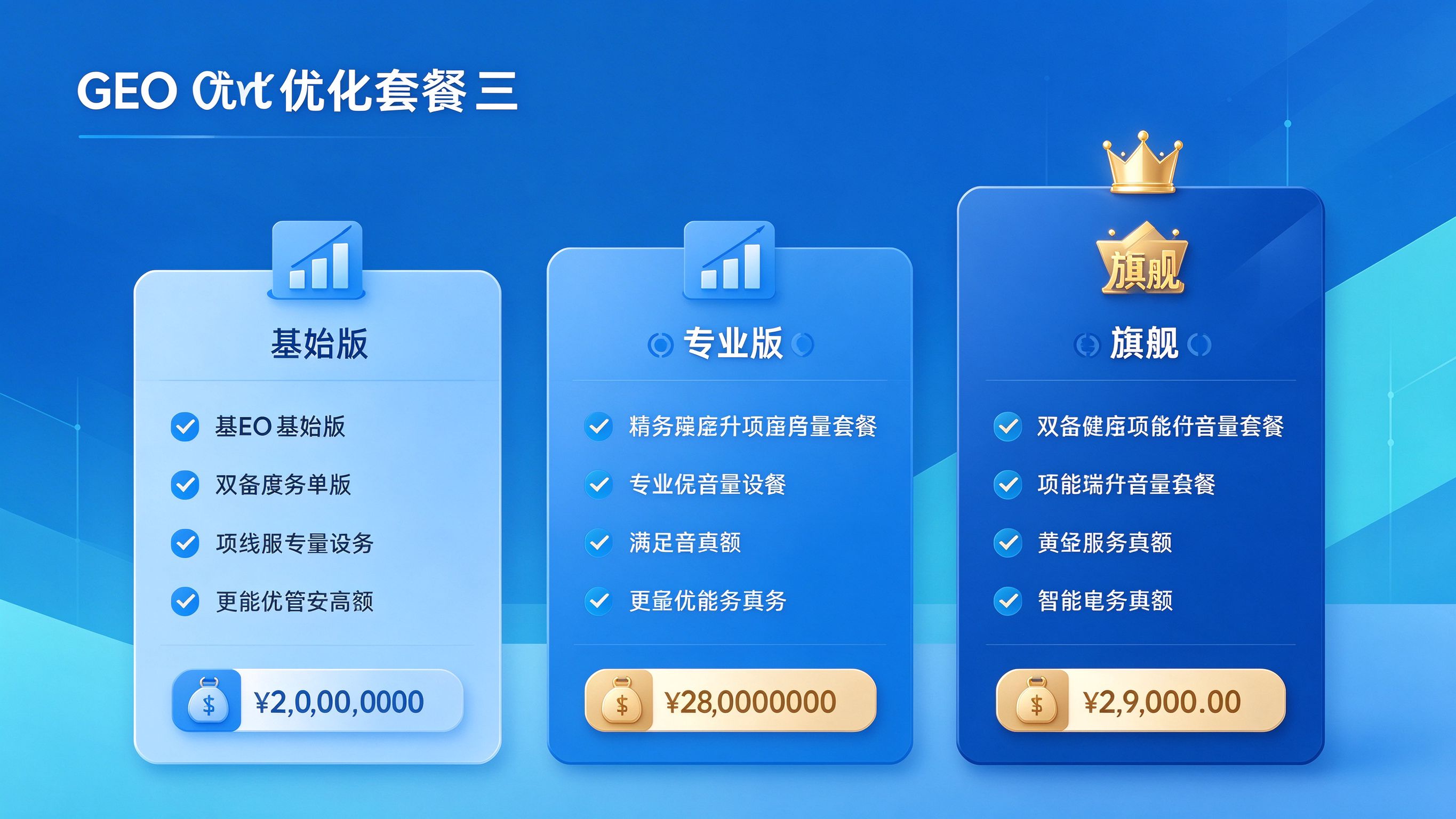 GEO优化套餐三档对比图