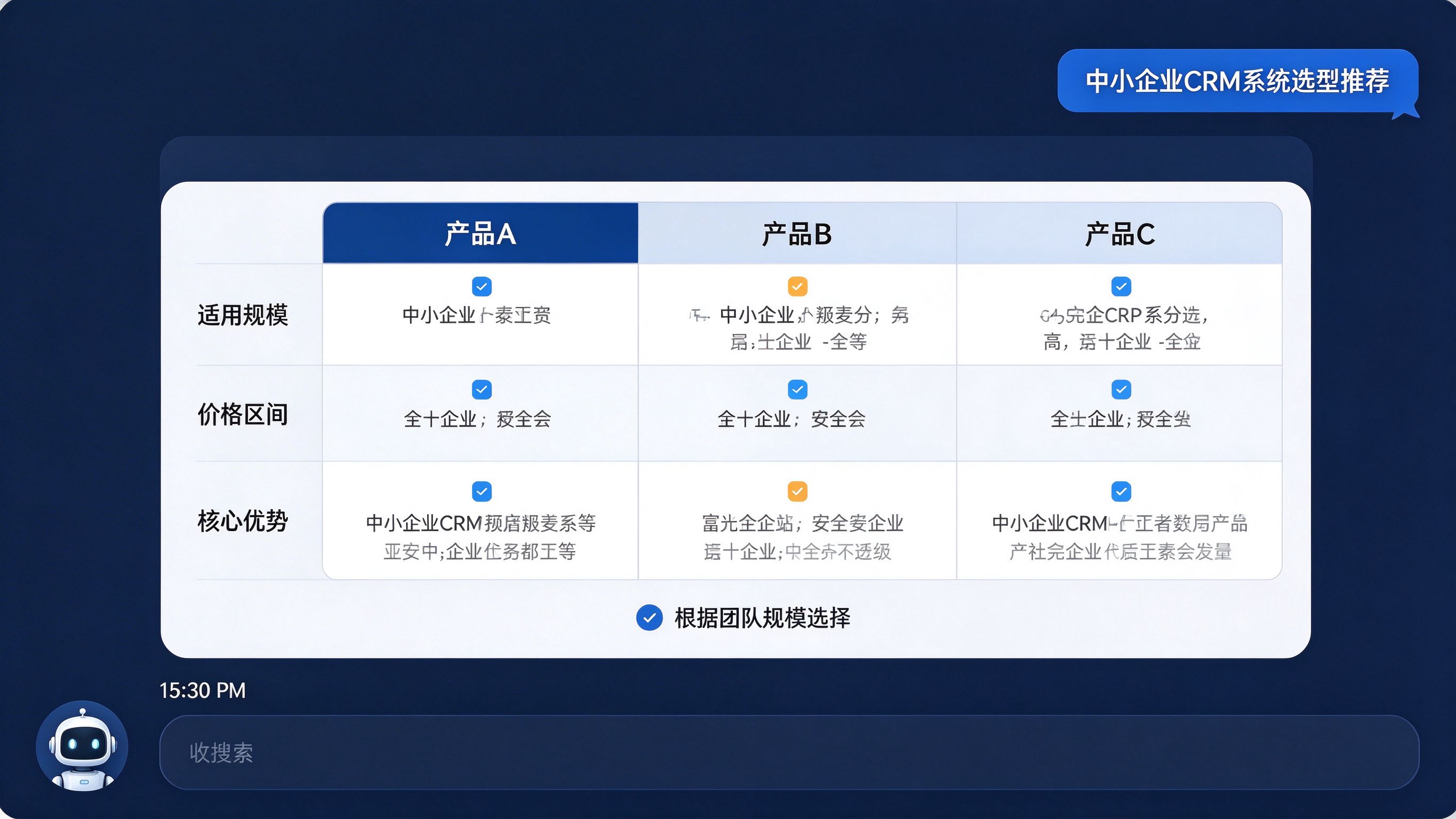 B2B GEO场景模拟：AI对话界面显示采购经理提问
