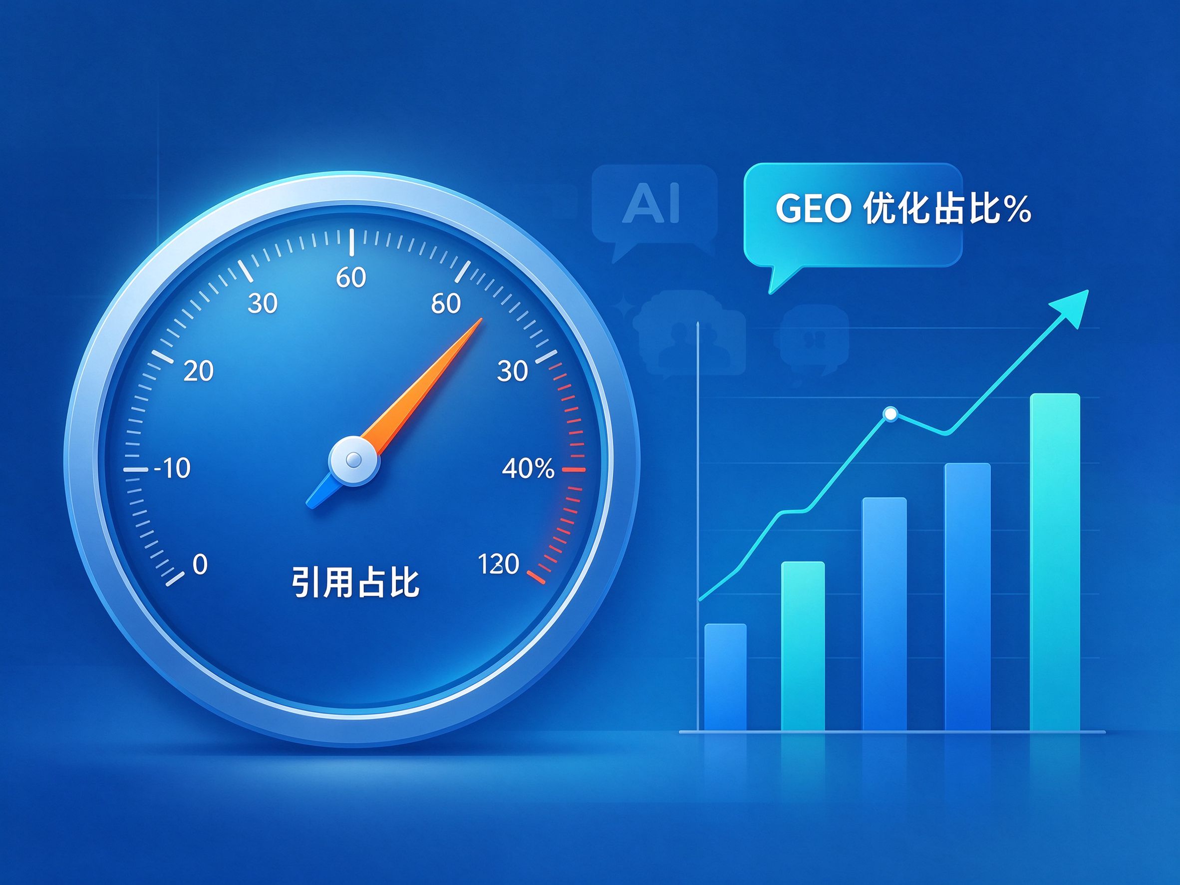 GEO优化引用占比指标定义图：仪表盘与增长趋势分析