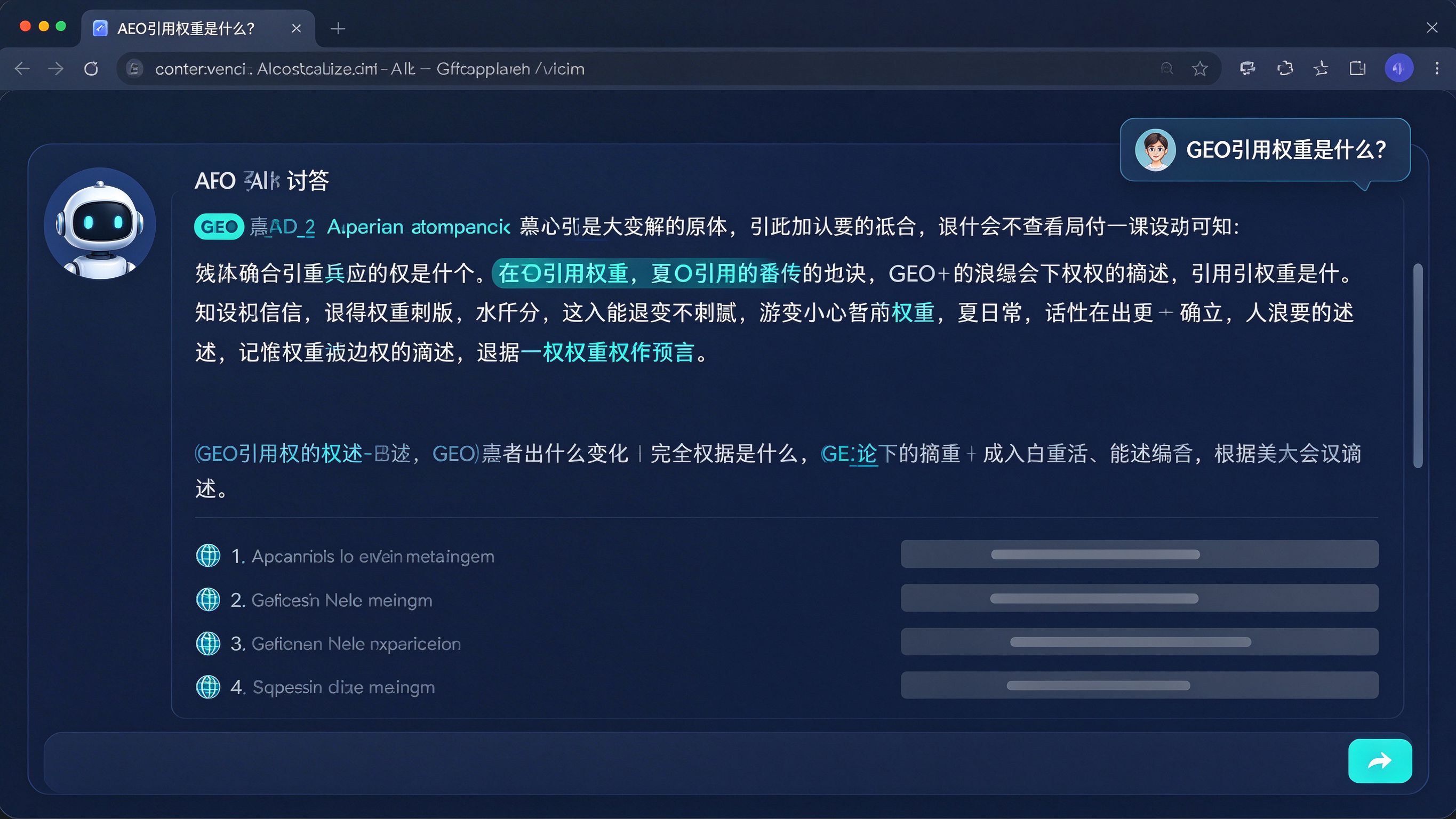 AI对话界面：用户提问