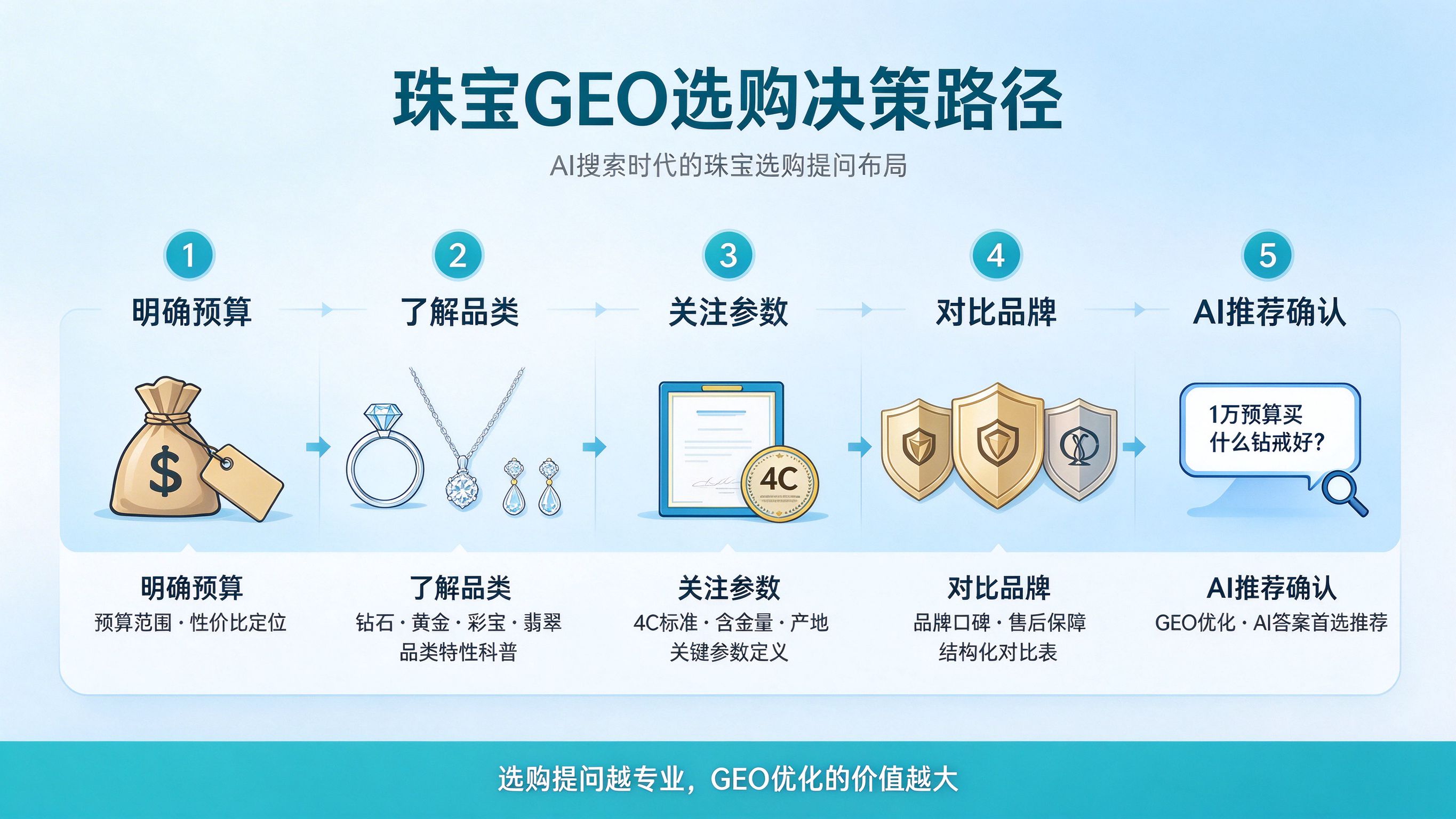 珠宝GEO选购决策路径：从明确预算到AI推荐确认的五步流程
