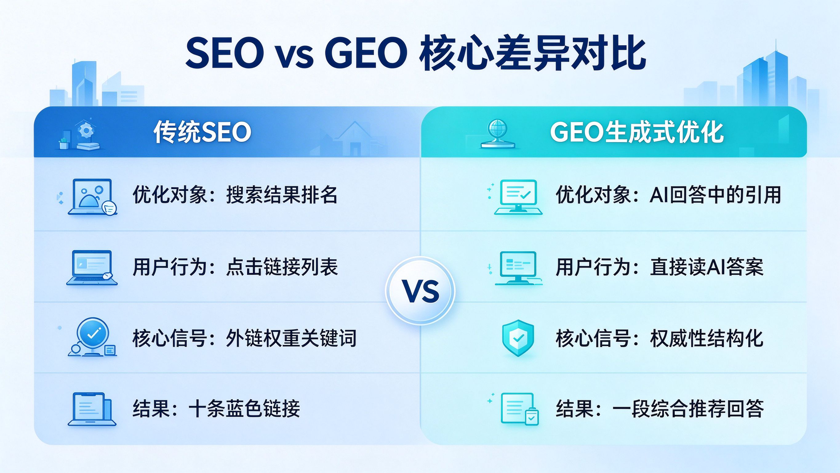 SEO与GEO对比示意图